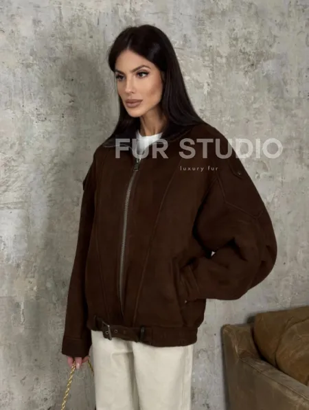 Дубленка - бомбер на молнии из овчины MERINO - фото 6