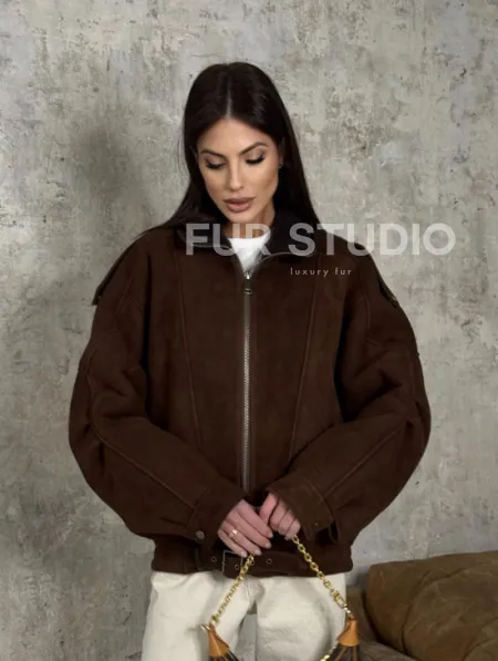 Дубленка - бомбер на молнии из овчины MERINO - фото 9