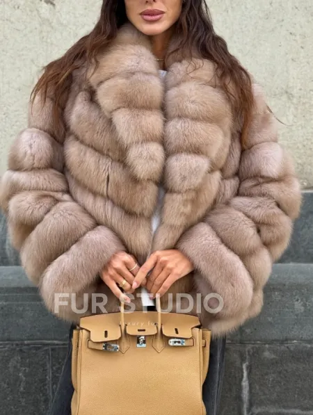 Шуба из куницы в цвете тор-тор - фото 1