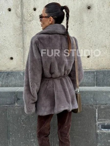 Норковая шуба лавандового цвета - VELVET - фото 8