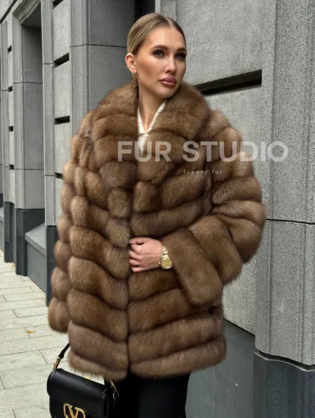 Шуба из куницы с воротником шаль - фото 8