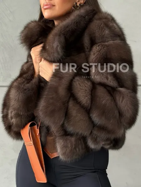 Короткая шуба из баргузинского соболя - фото 1