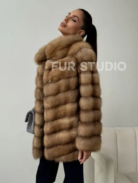 Шуба из куницы - стойка воротник - фото 2