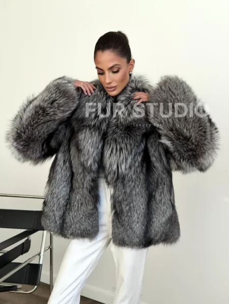 Шуба чернобурка - воротник шаль - фото 9