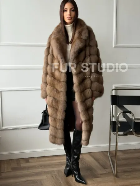 Шуба из куницы - английский воротник - фото 10