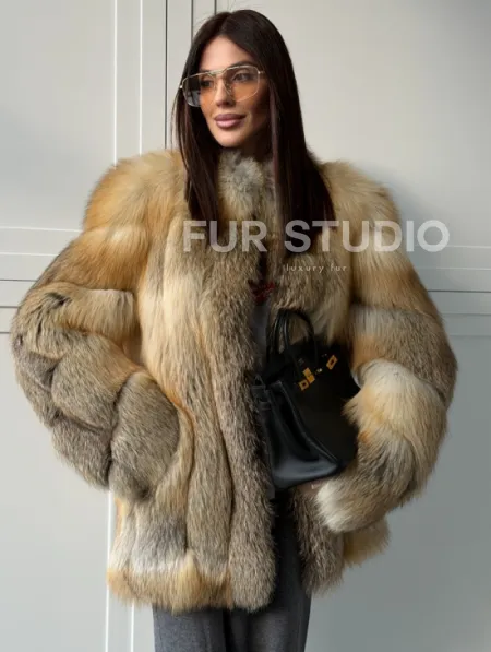 Полушубок из лисы - рукава косички - фото 8