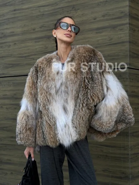 Шуба - летучка из меха рыси - фото 14