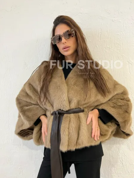 Болеро из меха норки цвет пастель - фото 0