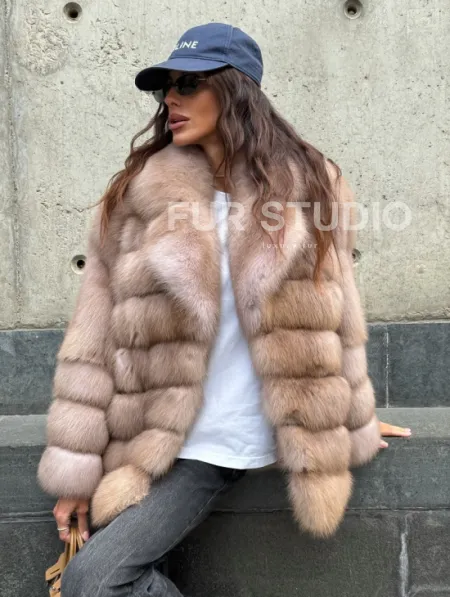 Шуба из меха куницы - цвет Tortora - фото 8