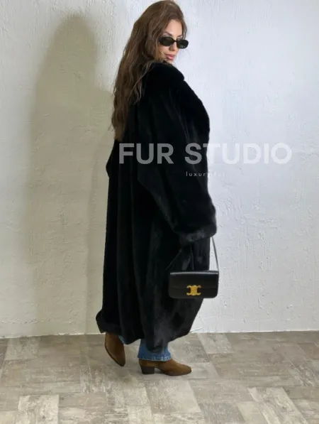 Норка BLACKGLAMA роспуск, английский воротник, кимоно - фото 5