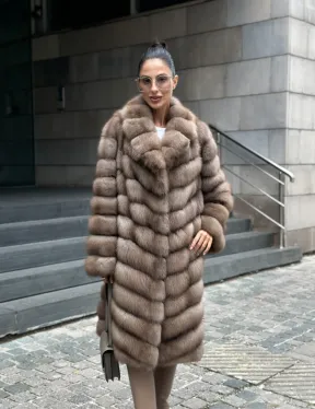 Пальто из меха куницы цвет Tortora - фото 3