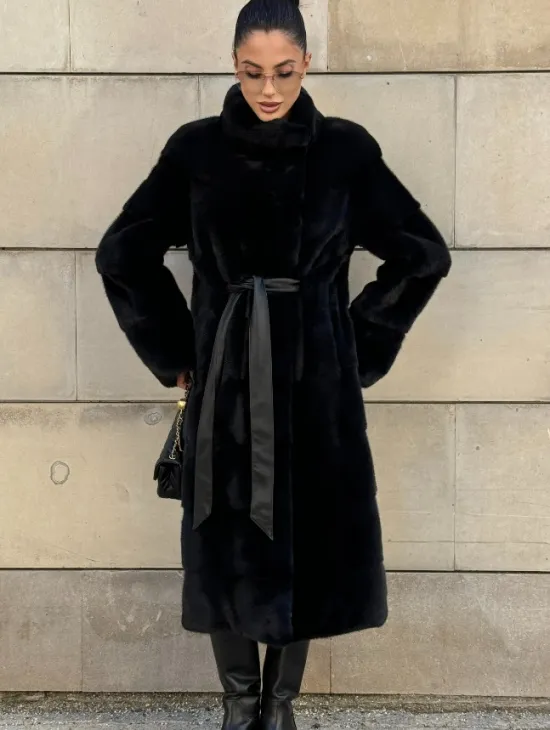 Шуба из скандинавской(плюшевой) норки - стойка воротник - фото 10