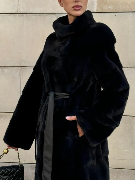 Шуба из скандинавской(плюшевой) норки - стойка воротник - фото 5