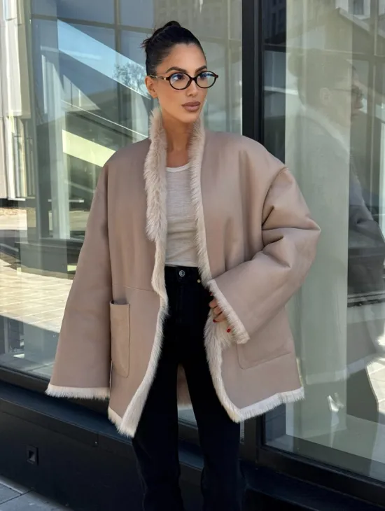 Женская двухсторонняя дубленка-шуба из меха итальянской тосканы - фото 12