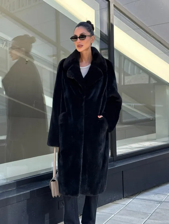 Шуба из аукционного меха норки Kopenhagen Fur, английский воротник - фасон баллон - фото 9