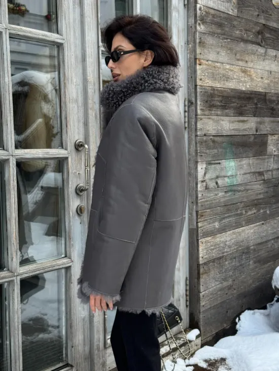 Шубка - дубленка двухсторонняя из натуральной овчины - фото 8