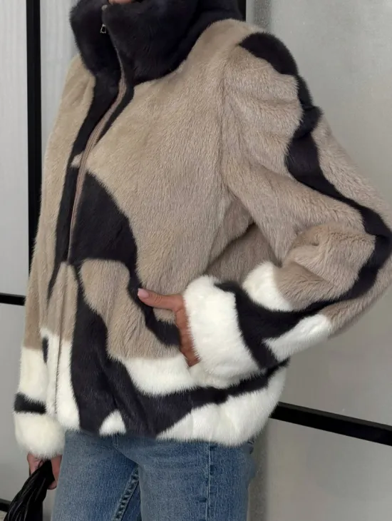 Норковая шуба - бомбер на молнии - фото 1