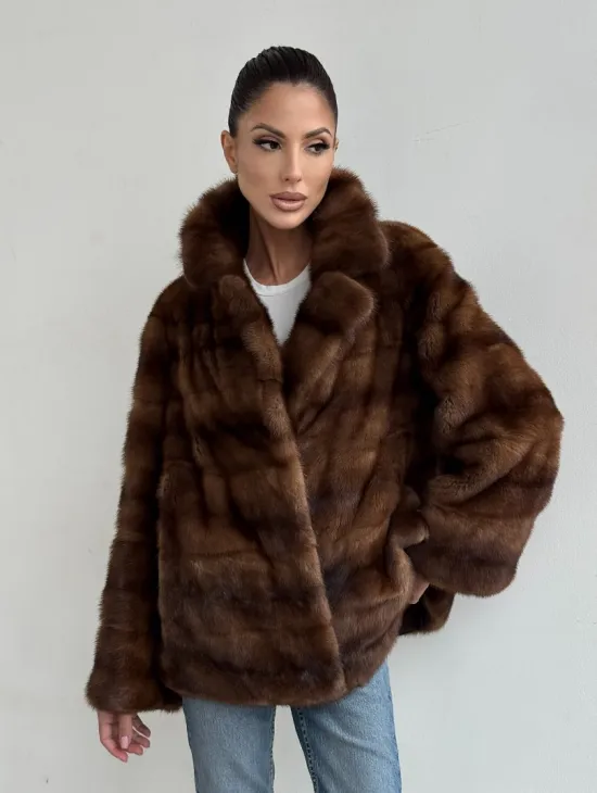 Шуба автоледи из соболиной норки, цвет соболь - фото 9