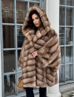 Шуба из меха куницы «летучая мышь» - фото 12