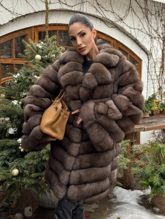 Шуба из соболя баргузинского с английски воротником SILVER 1-2 - фото 11