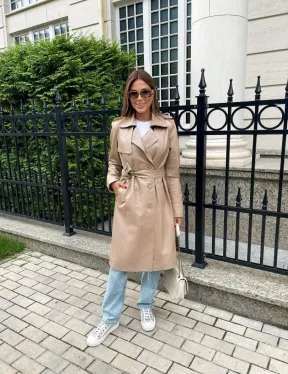 Кожаный тренч на пуговицах - фото 5