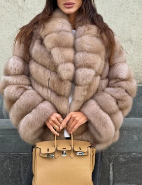 Шуба из куницы в цвете тор-тор - фото 1