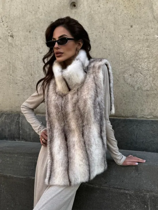 Женская манишка из норки крестовки - фото 13