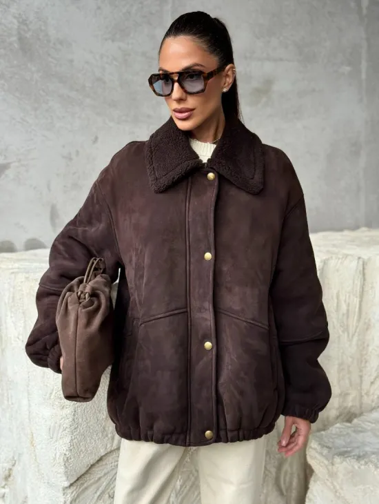 Дубленка бомбер женская - фото 0