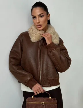 Короткая дубленка - женская - фото 0