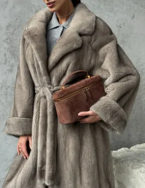 Длинная норковая шуба - цвет серый - фото 2