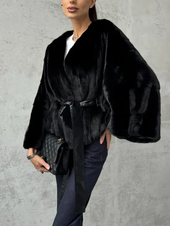 Черная натуральная женская норковая шуба - фото 2