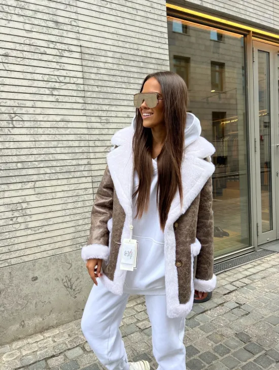 Двухсторонняя дубленка - шубка из шерсти мериноса - фото 6