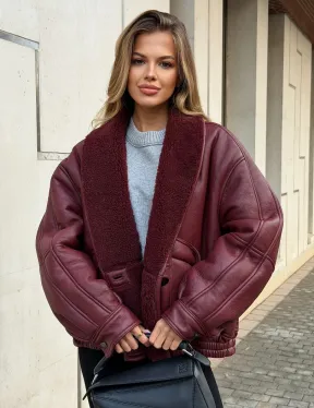 Дубленка женская зимняя - воротник шаль - фото 4