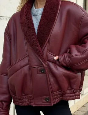 Дубленка женская зимняя - воротник шаль - фото 1