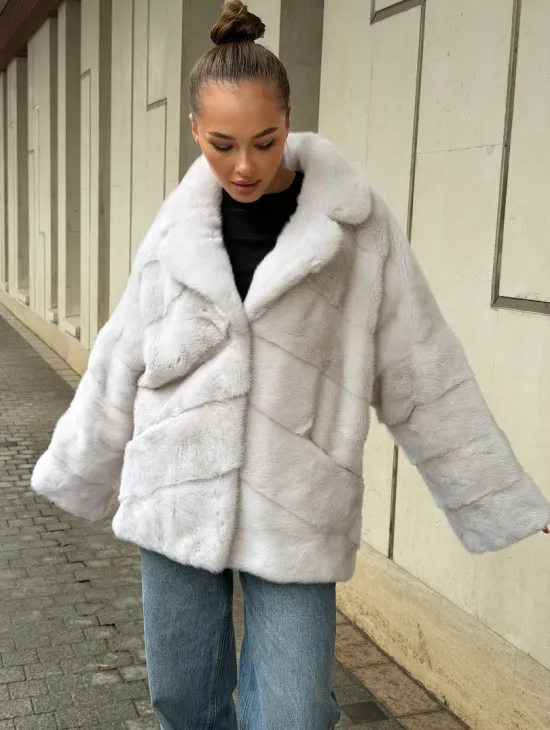 Светлый норковый полушубок - фото 7