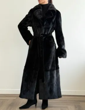 Черная шуба из меха норки - классический стиль - фото 2