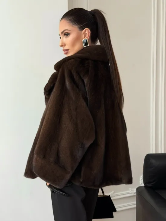 Короткая шуба из натурального меха норки - фото 10