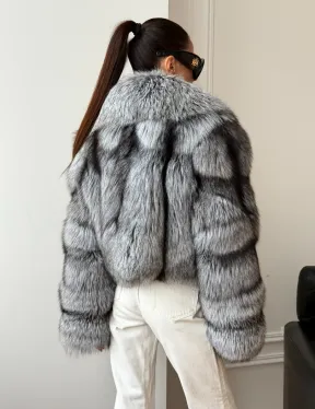 Кроп-полушубок с шалевым воротником из чернобурки - фото 12