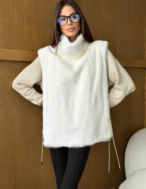 Белая норковая манишка - фото 2