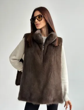 Женская меховая манишка - мех норка - фото 10