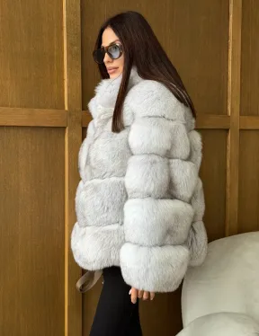 Шуба из натурального песца - стойка воротник - фото 6