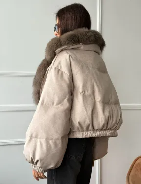 Зимний короткий пуховик с мехом - оверсайз - фото 6