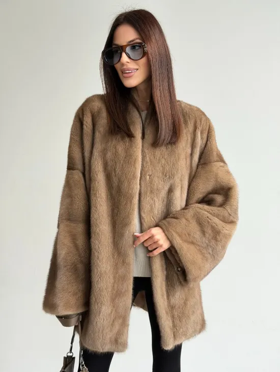 Шуба из аукционного меха норки - пастель - фото 6