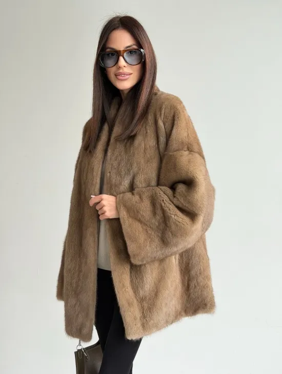 Шуба из аукционного меха норки - пастель - фото 8