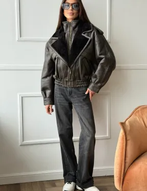 Стильная куртка - дубленка из овчины - фото 5