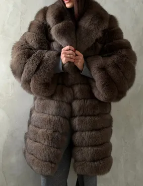 Шуба из песца под соболь - английский воротник - фото 4