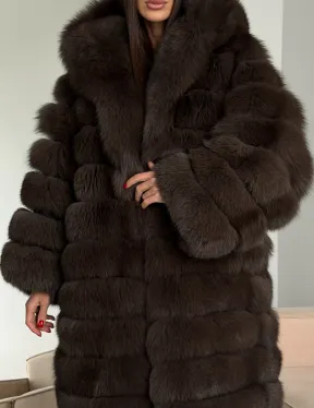 Шуба из песца с капюшоном - фото 1