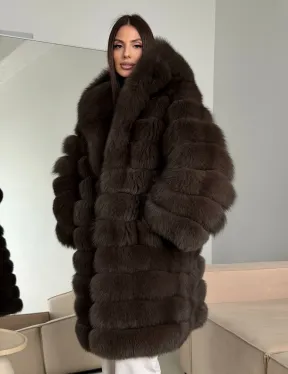 Шуба из песца с капюшоном - фото 12
