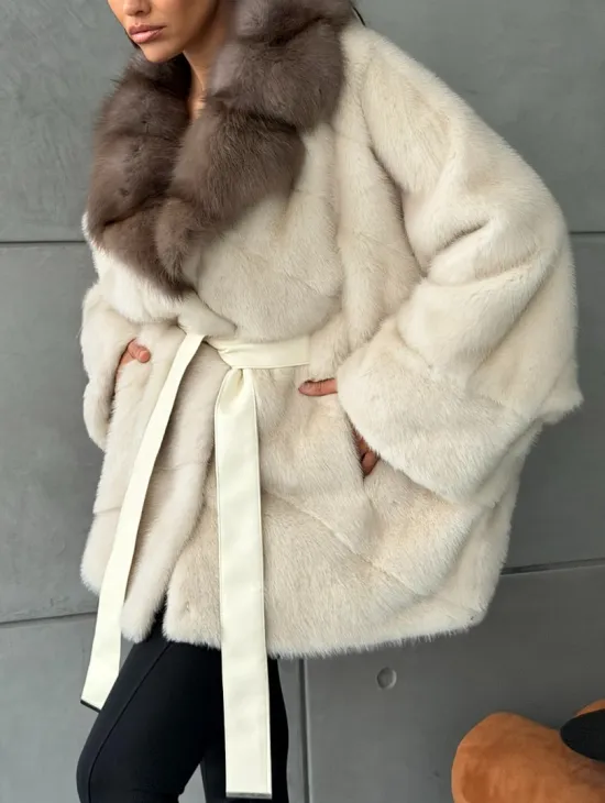 Норковая шуба - куртка с мехом куницы - фото 2
