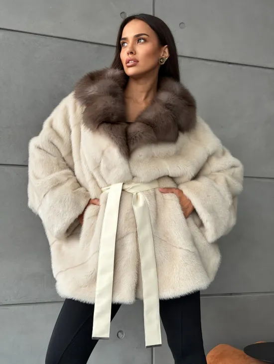 Норковая шуба - куртка с мехом куницы - фото 5